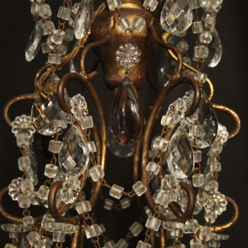ITALIAN GILDED FLORENTINE SIX LIGHT ANTIQUE CHANDELIER - ADDITIONAL PHOTO 7