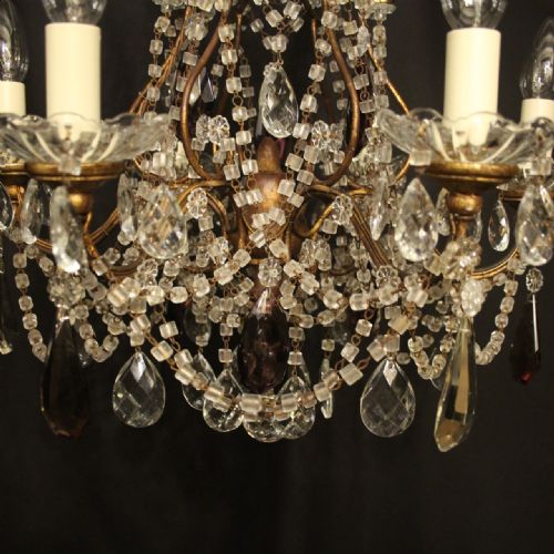 ITALIAN GILDED FLORENTINE SIX LIGHT ANTIQUE CHANDELIER - ADDITIONAL PHOTO 8