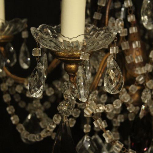 ITALIAN GILDED FLORENTINE SIX LIGHT ANTIQUE CHANDELIER - ADDITIONAL PHOTO 9