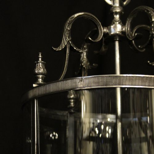 FRENCH LARGE SILVER GILDED FOUR LIGHT HALL LANTERN - ADDITIONAL PHOTO 2