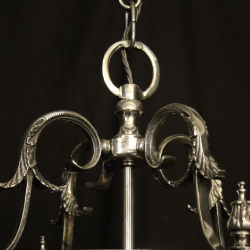 FRENCH LARGE SILVER GILDED FOUR LIGHT HALL LANTERN - ADDITIONAL PHOTO 5