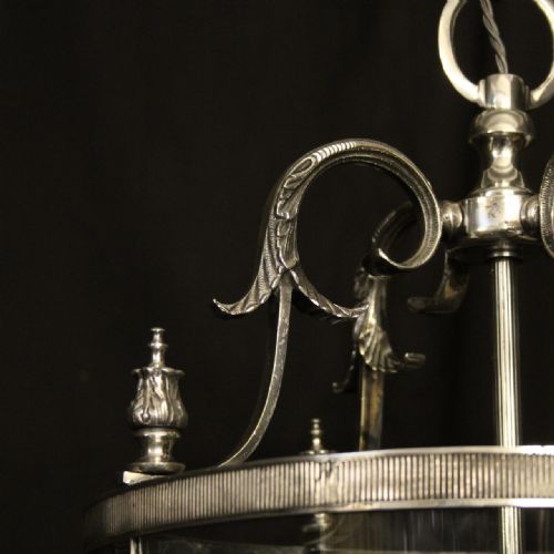 FRENCH LARGE SILVER GILDED FOUR LIGHT HALL LANTERN - ADDITIONAL PHOTO 8
