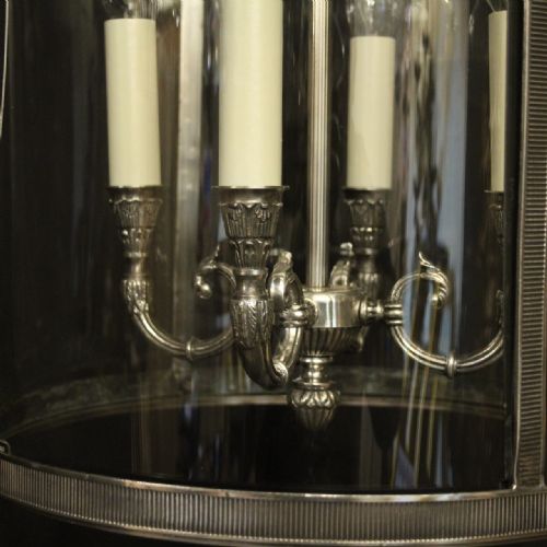 FRENCH LARGE SILVER GILDED FOUR LIGHT HALL LANTERN - ADDITIONAL PHOTO 9