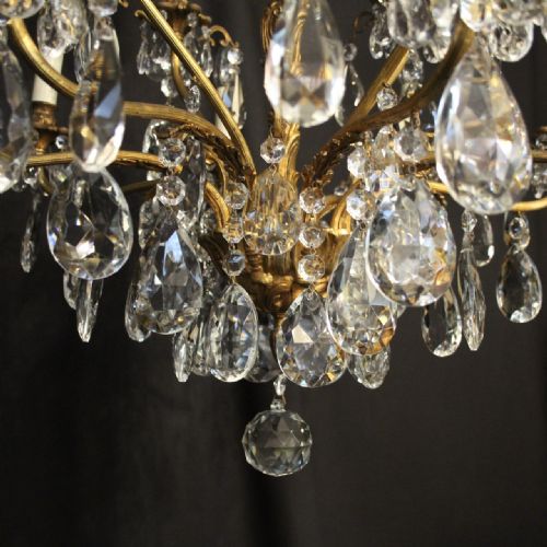 ITALIAN 12 LIGHT GILDED BRONZE CRYSTAL ANTIQUE CHANDELIER - ADDITIONAL PHOTO 8
