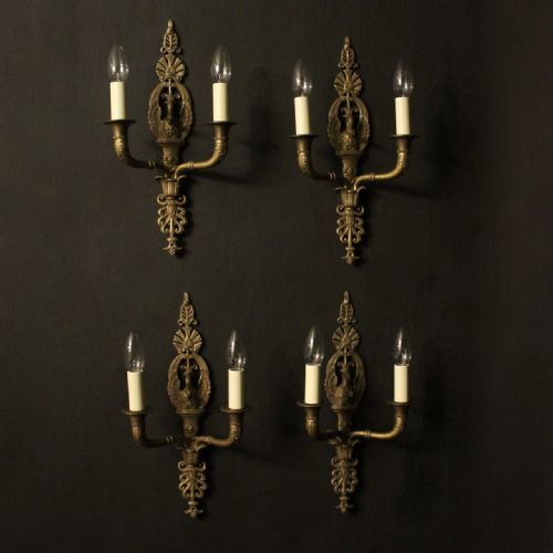 french set of 4 empire twin arm antique wall lights - CATEGORY: ANTIQUE LIGHTING - DATED 1920