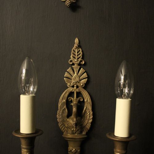 FRENCH SET OF 4 EMPIRE TWIN ARM ANTIQUE WALL LIGHTS - ADDITIONAL PHOTO 3