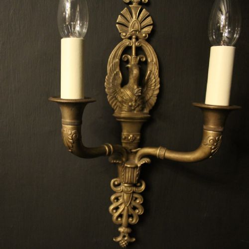 FRENCH SET OF 4 EMPIRE TWIN ARM ANTIQUE WALL LIGHTS - ADDITIONAL PHOTO 7