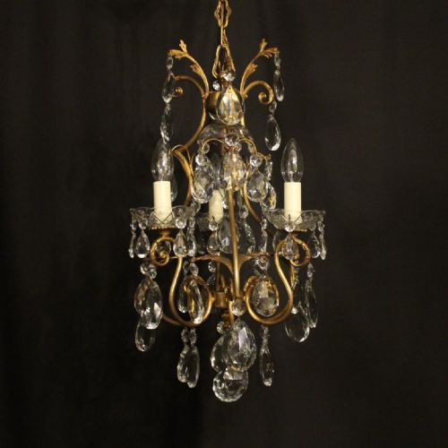 french gilded birdcage 4 light antique chandelier - CATEGORY: ANTIQUE LIGHTING - DATED 1920
