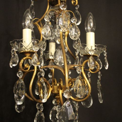 FRENCH GILDED BIRDCAGE 4 LIGHT ANTIQUE CHANDELIER - ADDITIONAL PHOTO 1