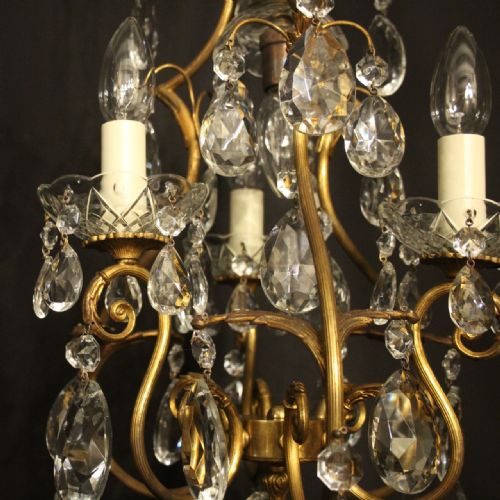 FRENCH GILDED BIRDCAGE 4 LIGHT ANTIQUE CHANDELIER - ADDITIONAL PHOTO 4
