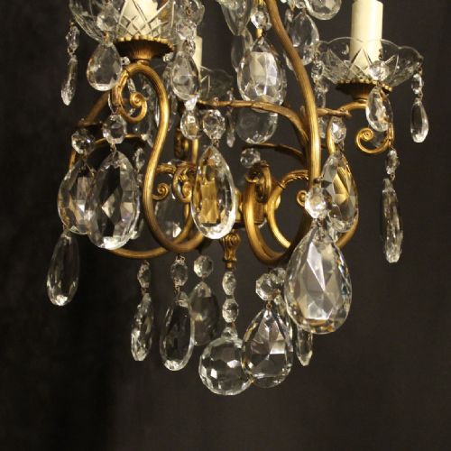 FRENCH GILDED BIRDCAGE 4 LIGHT ANTIQUE CHANDELIER - ADDITIONAL PHOTO 6