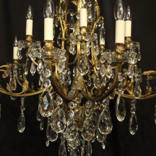 FRENCH GILDED BRONZE CRYSTAL 16 LIGHT ANTIQUE CHANDELIER - ADDITIONAL PHOTO 1