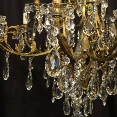 FRENCH GILDED BRONZE CRYSTAL 16 LIGHT ANTIQUE CHANDELIER - ADDITIONAL PHOTO 3