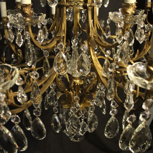FRENCH GILDED BRONZE CRYSTAL 16 LIGHT ANTIQUE CHANDELIER - ADDITIONAL PHOTO 5