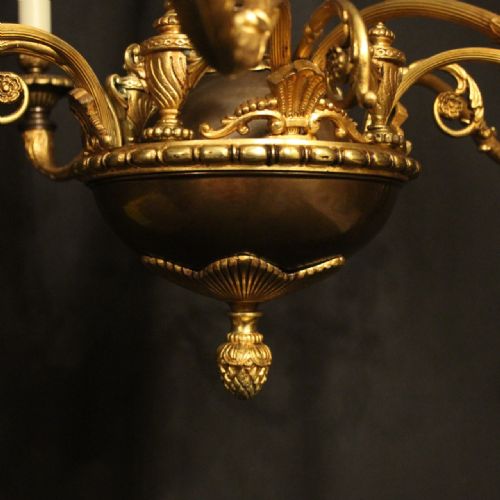 FRENCH GILDED BRONZE 8 LIGHT ANTIQUE CHANDELIER - ADDITIONAL PHOTO 3