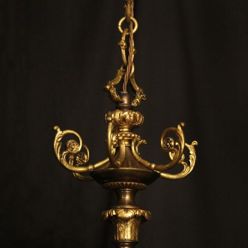 FRENCH GILDED BRONZE 8 LIGHT ANTIQUE CHANDELIER - ADDITIONAL PHOTO 4