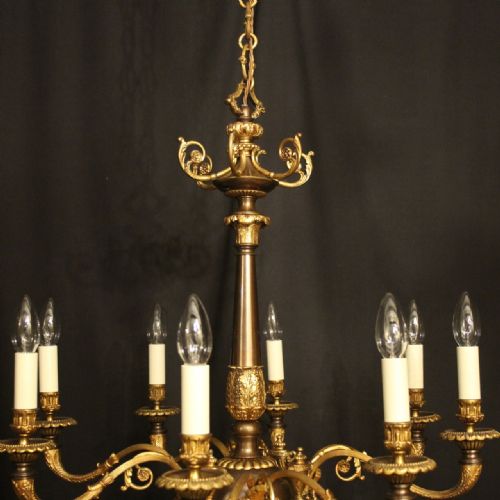 FRENCH GILDED BRONZE 8 LIGHT ANTIQUE CHANDELIER - ADDITIONAL PHOTO 8