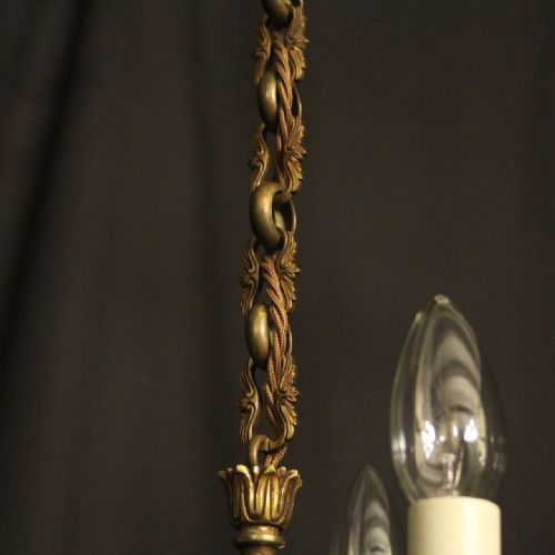 FRENCH GILDED BRASS EMPIRE TRIPLE LIGHT CHANDELIER - ADDITIONAL PHOTO 8
