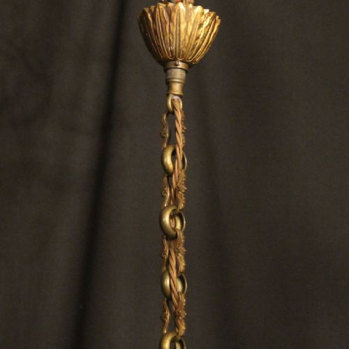 FRENCH GILDED BRASS EMPIRE TRIPLE LIGHT CHANDELIER - ADDITIONAL PHOTO 9