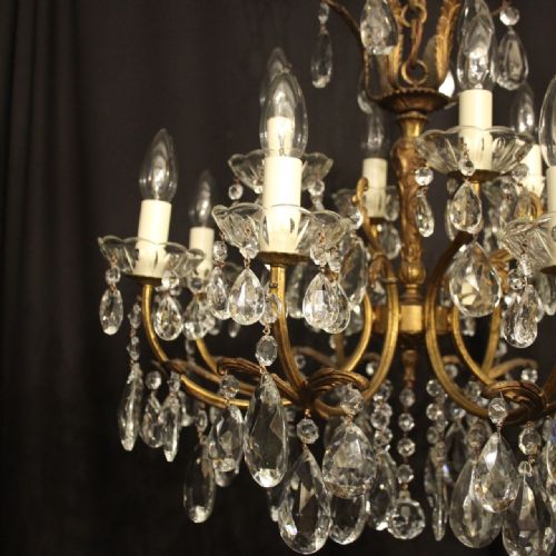 ITALIAN GILDED CRYSTAL 12 LIGHT ANTIQUE CHANDELIER - ADDITIONAL PHOTO 1