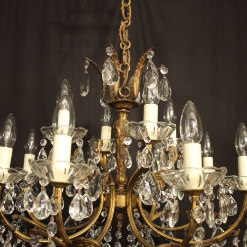 ITALIAN GILDED CRYSTAL 12 LIGHT ANTIQUE CHANDELIER - ADDITIONAL PHOTO 2