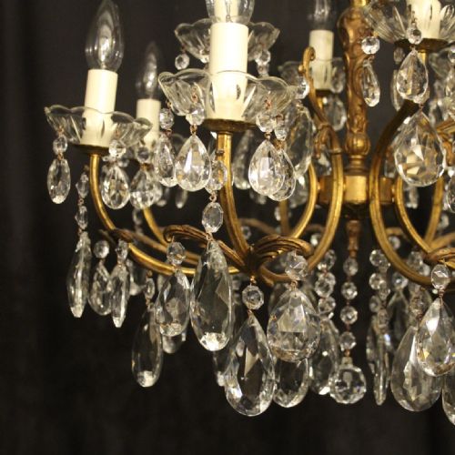 ITALIAN GILDED CRYSTAL 12 LIGHT ANTIQUE CHANDELIER - ADDITIONAL PHOTO 3