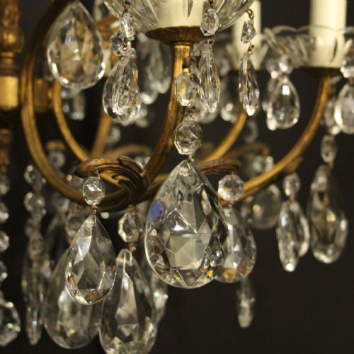ITALIAN GILDED CRYSTAL 12 LIGHT ANTIQUE CHANDELIER - ADDITIONAL PHOTO 8