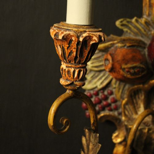 ITALIAN PAIR OF POLYCHROME TWIN ARM WALL LIGHTS - ADDITIONAL PHOTO 1