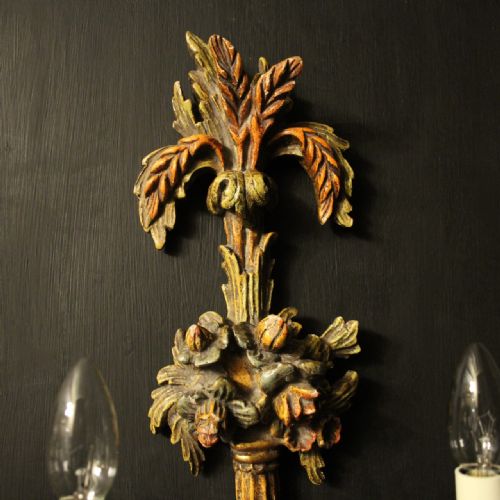 ITALIAN PAIR OF POLYCHROME TWIN ARM WALL LIGHTS - ADDITIONAL PHOTO 8