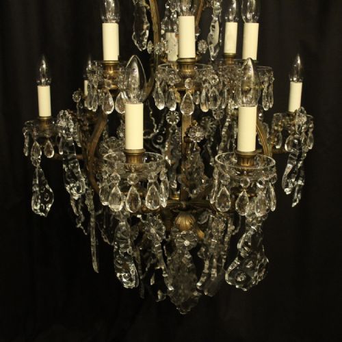 FRENCH 19TH CENTURY GILDED BRONZE CRYSTAL 12 LIGHT ANTIQUE CHANDELIER - ADDITIONAL PHOTO 2