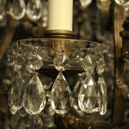 FRENCH 19TH CENTURY GILDED BRONZE CRYSTAL 12 LIGHT ANTIQUE CHANDELIER - ADDITIONAL PHOTO 6
