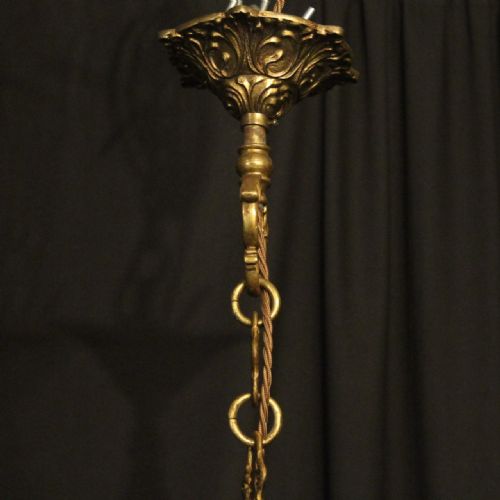 ITALIAN GILDED BRONZE CRYSTAL 6 LIGHT ANTIQUE CHANDELIER - ADDITIONAL PHOTO 9