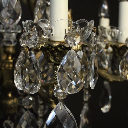 FRENCH GILDED BRONZE CRYSTAL 8 LIGHT ANTIQUE CHANDELIER - ADDITIONAL PHOTO 3