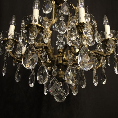 FRENCH GILDED BRONZE CRYSTAL 8 LIGHT ANTIQUE CHANDELIER - ADDITIONAL PHOTO 4