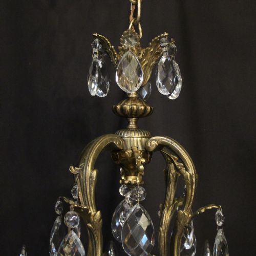 FRENCH GILDED BRONZE CRYSTAL 8 LIGHT ANTIQUE CHANDELIER - ADDITIONAL PHOTO 5