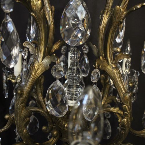FRENCH GILDED BRONZE CRYSTAL 8 LIGHT ANTIQUE CHANDELIER - ADDITIONAL PHOTO 7