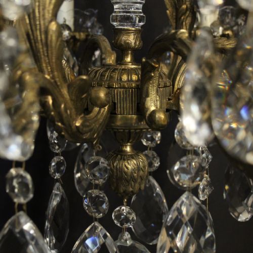 FRENCH GILDED BRONZE CRYSTAL 8 LIGHT ANTIQUE CHANDELIER - ADDITIONAL PHOTO 8