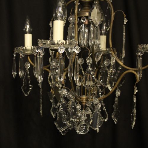 FRENCH GILDED BIRDCAGE CRYTSAL 5 LIGHT ANTIQUE CHANDELIER - ADDITIONAL PHOTO 1
