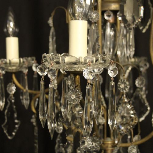 FRENCH GILDED BIRDCAGE CRYTSAL 5 LIGHT ANTIQUE CHANDELIER - ADDITIONAL PHOTO 4