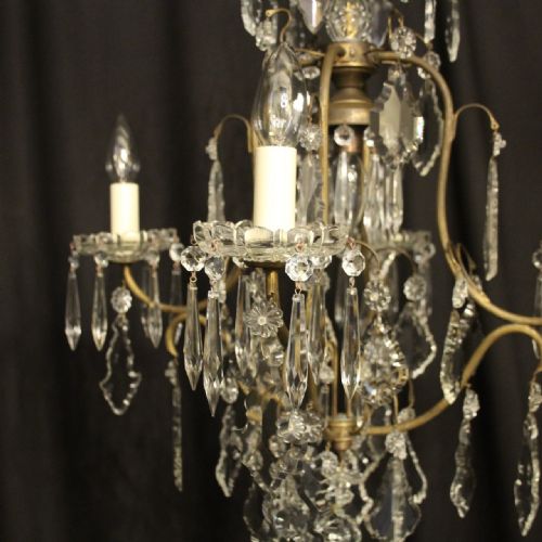FRENCH GILDED BIRDCAGE CRYTSAL 5 LIGHT ANTIQUE CHANDELIER - ADDITIONAL PHOTO 6