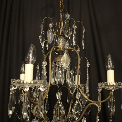 FRENCH GILDED BIRDCAGE CRYTSAL 5 LIGHT ANTIQUE CHANDELIER - ADDITIONAL PHOTO 7