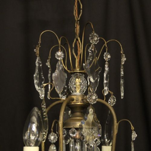 FRENCH GILDED BIRDCAGE CRYTSAL 5 LIGHT ANTIQUE CHANDELIER - ADDITIONAL PHOTO 8