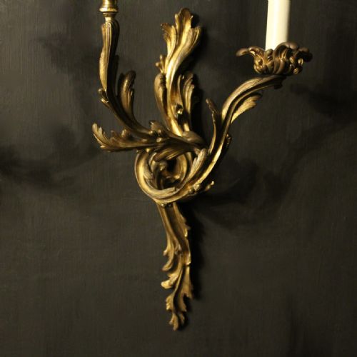 FRENCH 19TH CENTURY PAIR OF BRONZE ANTIQUE WALL SCONCES - ADDITIONAL PHOTO 1