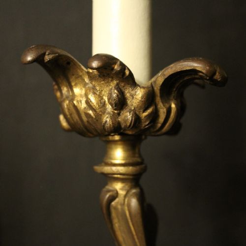 FRENCH 19TH CENTURY PAIR OF BRONZE ANTIQUE WALL SCONCES - ADDITIONAL PHOTO 4