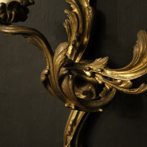 FRENCH 19TH CENTURY PAIR OF BRONZE ANTIQUE WALL SCONCES - ADDITIONAL PHOTO 5