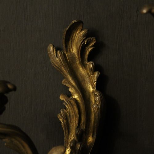 FRENCH 19TH CENTURY PAIR OF BRONZE ANTIQUE WALL SCONCES - ADDITIONAL PHOTO 6