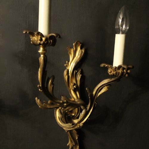 FRENCH 19TH CENTURY PAIR OF BRONZE ANTIQUE WALL SCONCES - ADDITIONAL PHOTO 7