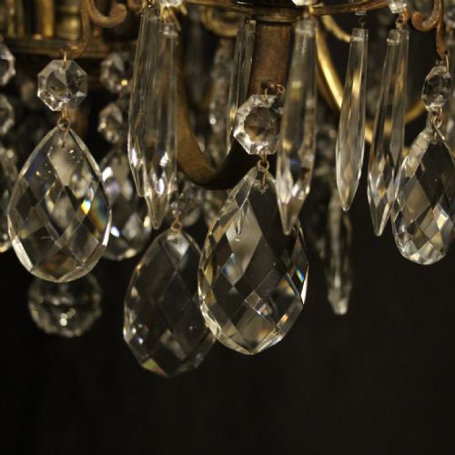 ITALIAN GILDED BRONZE CRYSTAL 8 LIGHT ANTIQUE CHANDELIER - ADDITIONAL PHOTO 3
