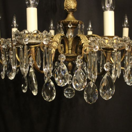 ITALIAN GILDED BRONZE CRYSTAL 8 LIGHT ANTIQUE CHANDELIER - ADDITIONAL PHOTO 7