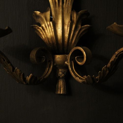 FRENCH SET OF 4 GILDED TWIN ARM WALL LIGHTS - ADDITIONAL PHOTO 6